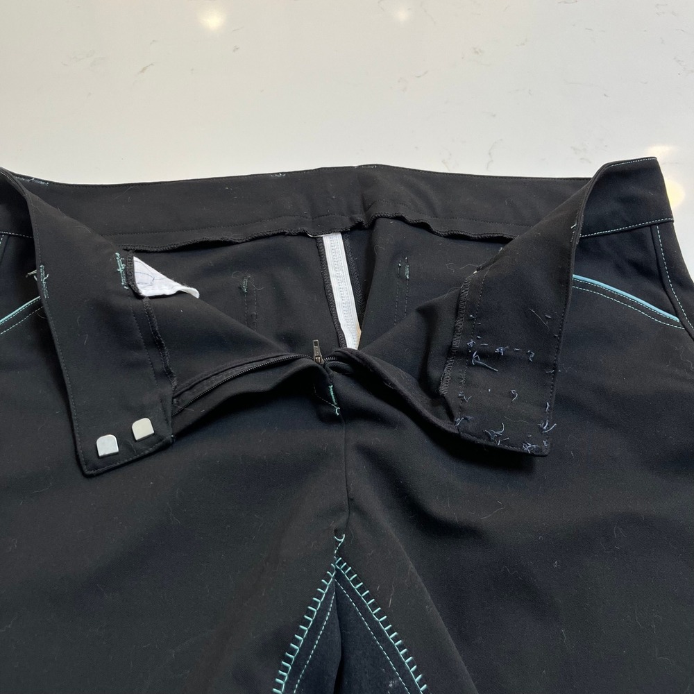 Piper Curvy Evolution Smartpak Womens Black Teal Equestrian Riding Breeches 44R - Picture 4 of 13